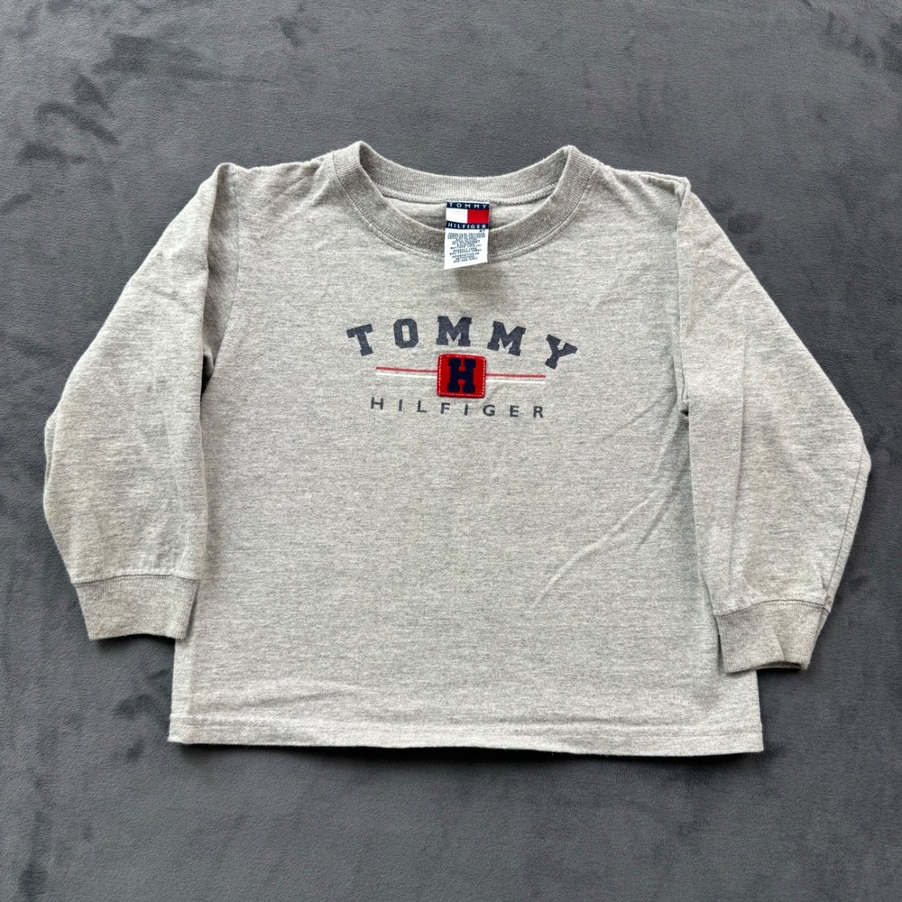 Tommy Hilfiger Toddler Boys 3T Heather Gray Long Sleeve Logo T-Shirt